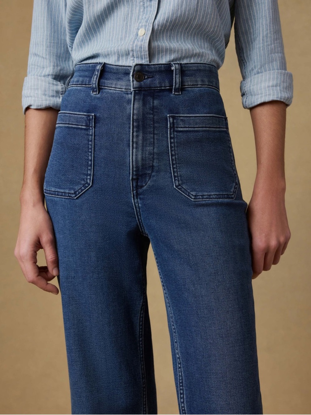 Faherty Stretch Terry Patch Pocket Wide-Leg Jeans